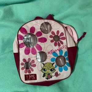 Littlest Pet Shop Pink and Burgundy Floral Backpack